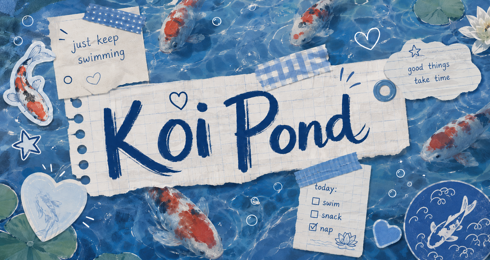 Koi swimming in a moonlit pond